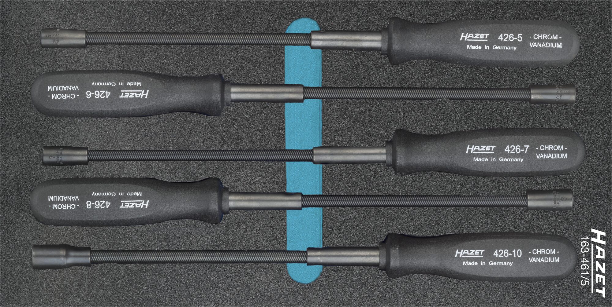 HAZET Flexibler Steckschlüssel Satz 163-461/5 ∙ Außen-Sechskant Profil ∙ 5 – 10 ∙ Anzahl Werkzeuge: 5