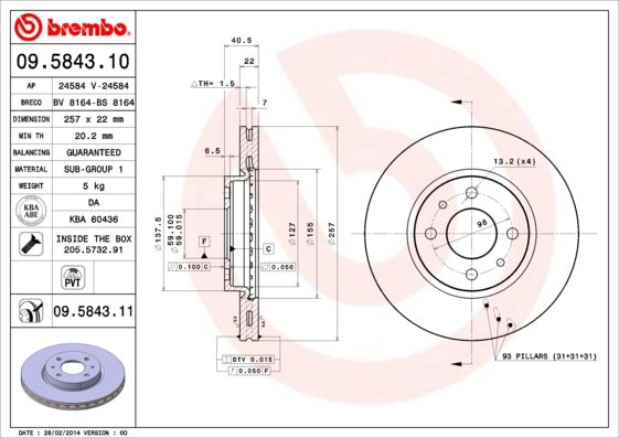 BREMBO Bremsscheibe (09.5843.10)