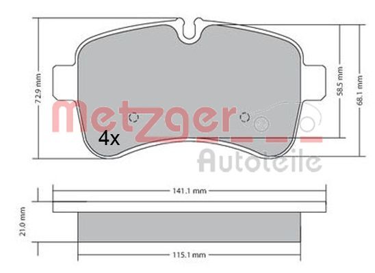 METZGER Bremsbelagsatz, Scheibenbremse (1170466) METZGER Bremsbelagsatz, Scheibenbremse (1170466)